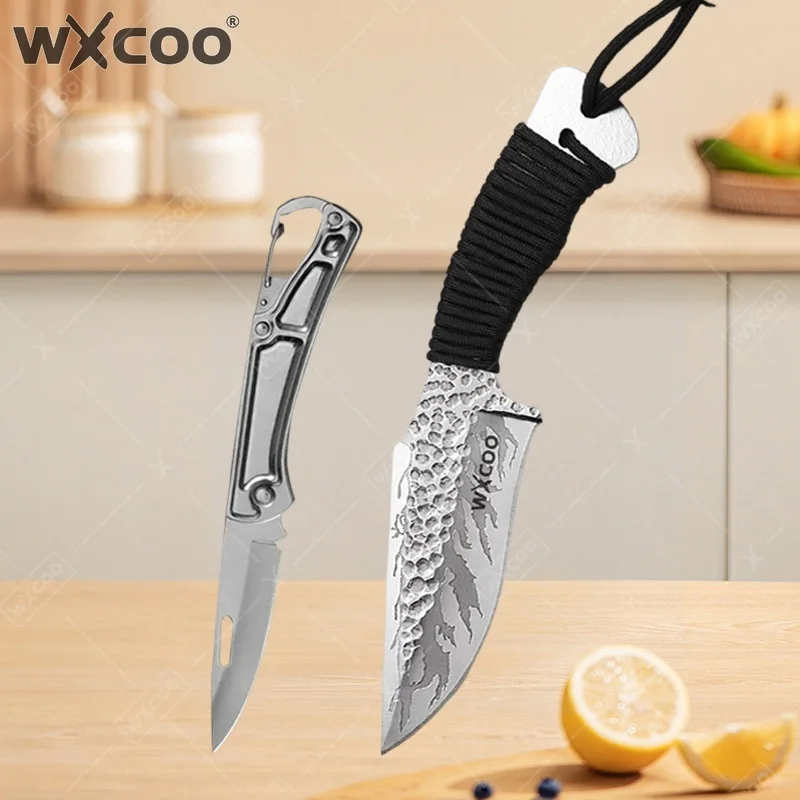 WXCOO Stainless Steel Forged Knife Full Tang Kitchen Barbecue Meat Butcher Slicing Cleaver Cooking Tool Boning Meat Cleaver