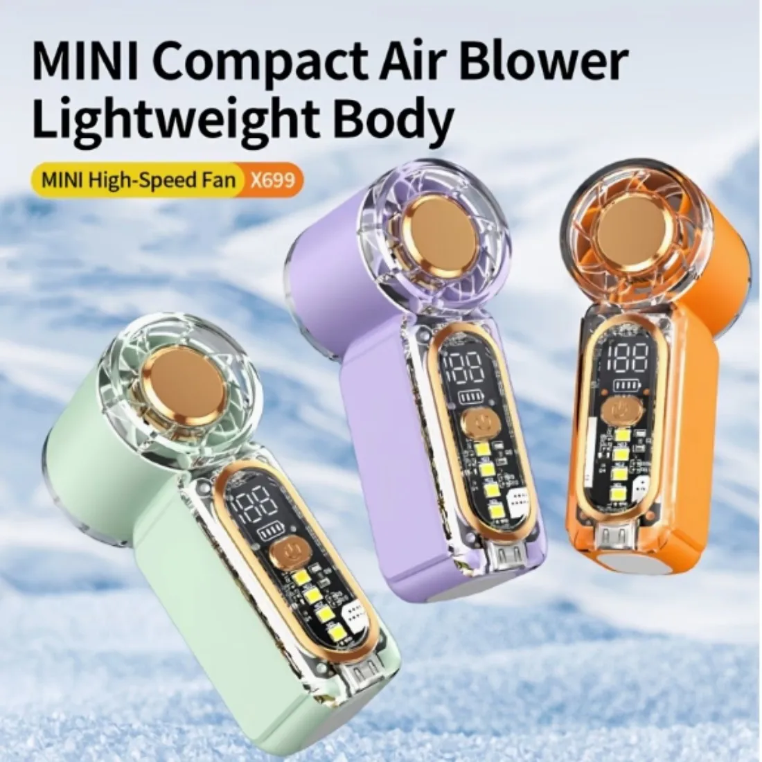2026 New Mini Handheld Fan, 100 Speed Turbo Wind Gun, USB Rechargeable, Portable Outdoor Cooling Device