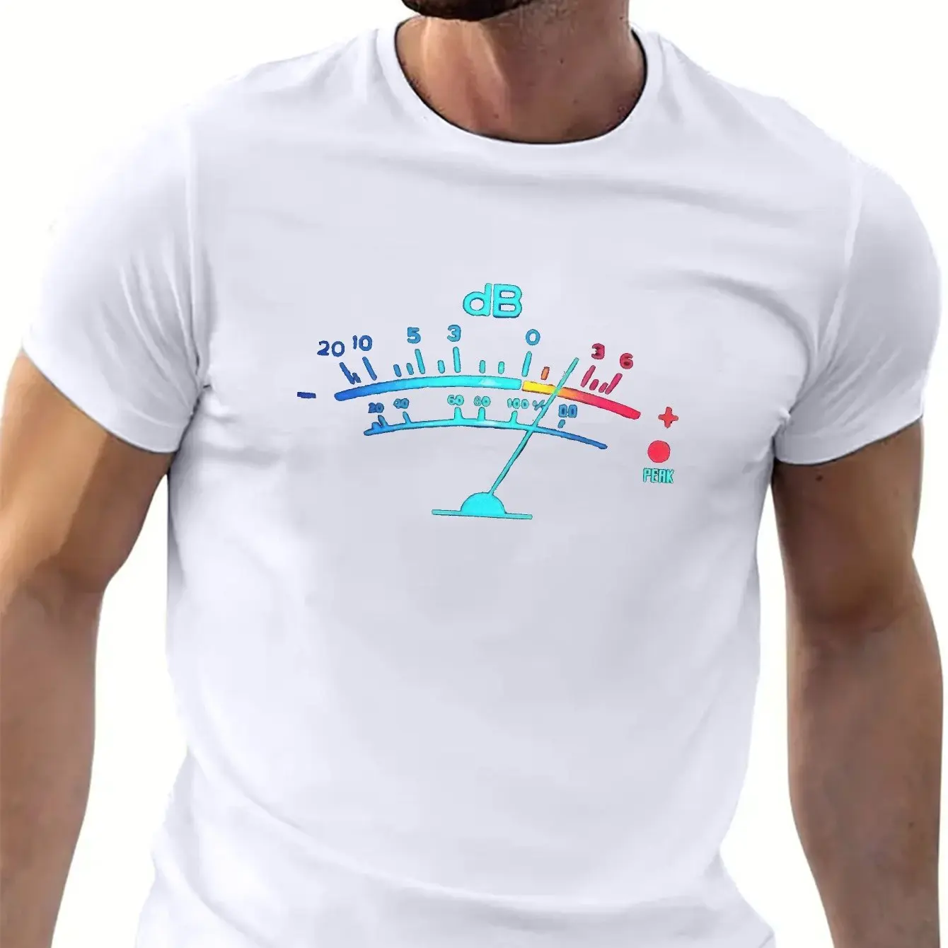 الرجال زائد حجم خمر VU متر الجرافيك تي شيرت أسود عارضة الصيف قصيرة الأكمام المحملة مع الصوت الملونة طباعة الرجال الملابس