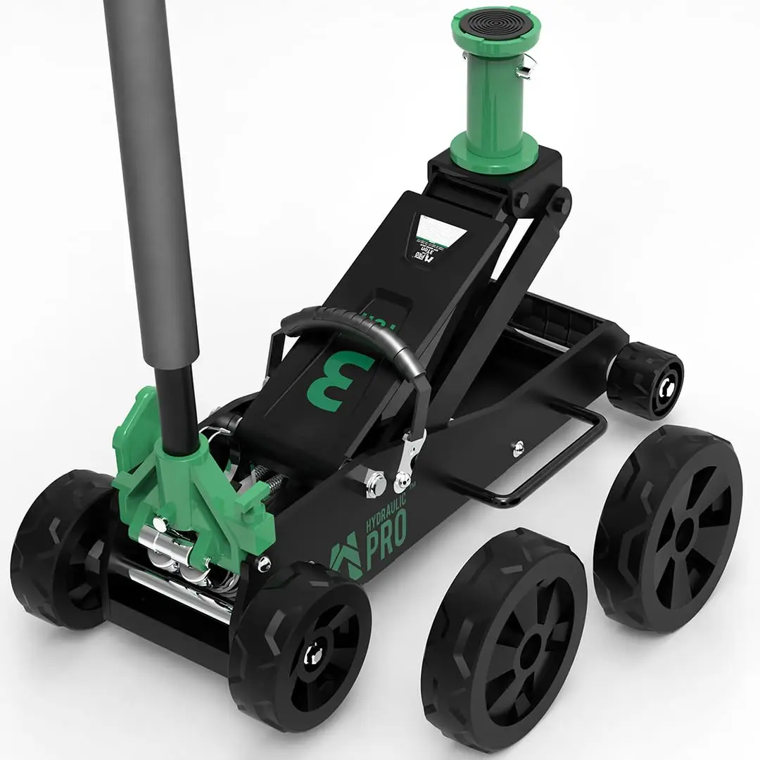 Off-Road Jack 3 Ton, Aluminum Floor Jack with 3 Replaceable Wheel Sizes