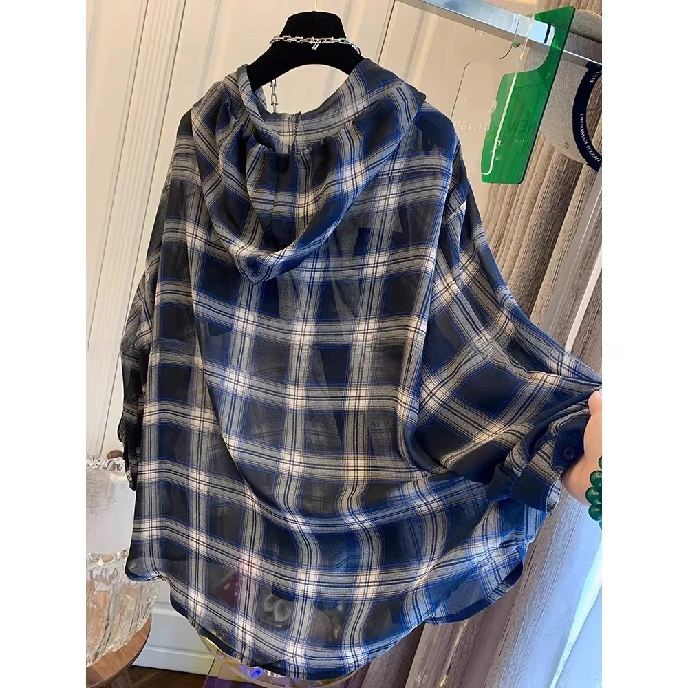 

Мужской свитшот большого размера в клетку с воротником-стойкой, свободный повседневный модный топ из двух предметов из полиэстера Long Sve irt