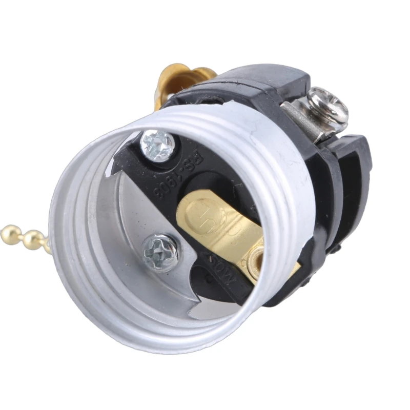2 pçs soquete luz corrente puxar interruptores soquete metal suportes lâmpada conjunto simples operar parte da lâmpada