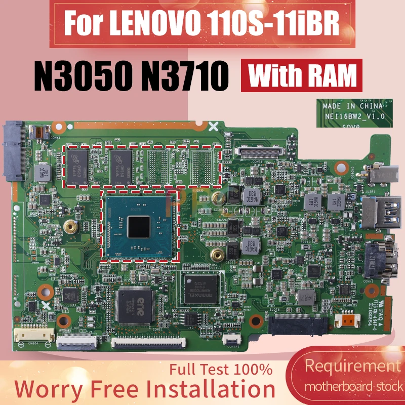 Imagem -02 - para Lenovo 110s11ibr Placa-mãe do Portátil Ne116bw2-v1.0 Sr2kn N3050 Sr2kl N3710 com Ram 5b20m53679 Notebook Mainboard