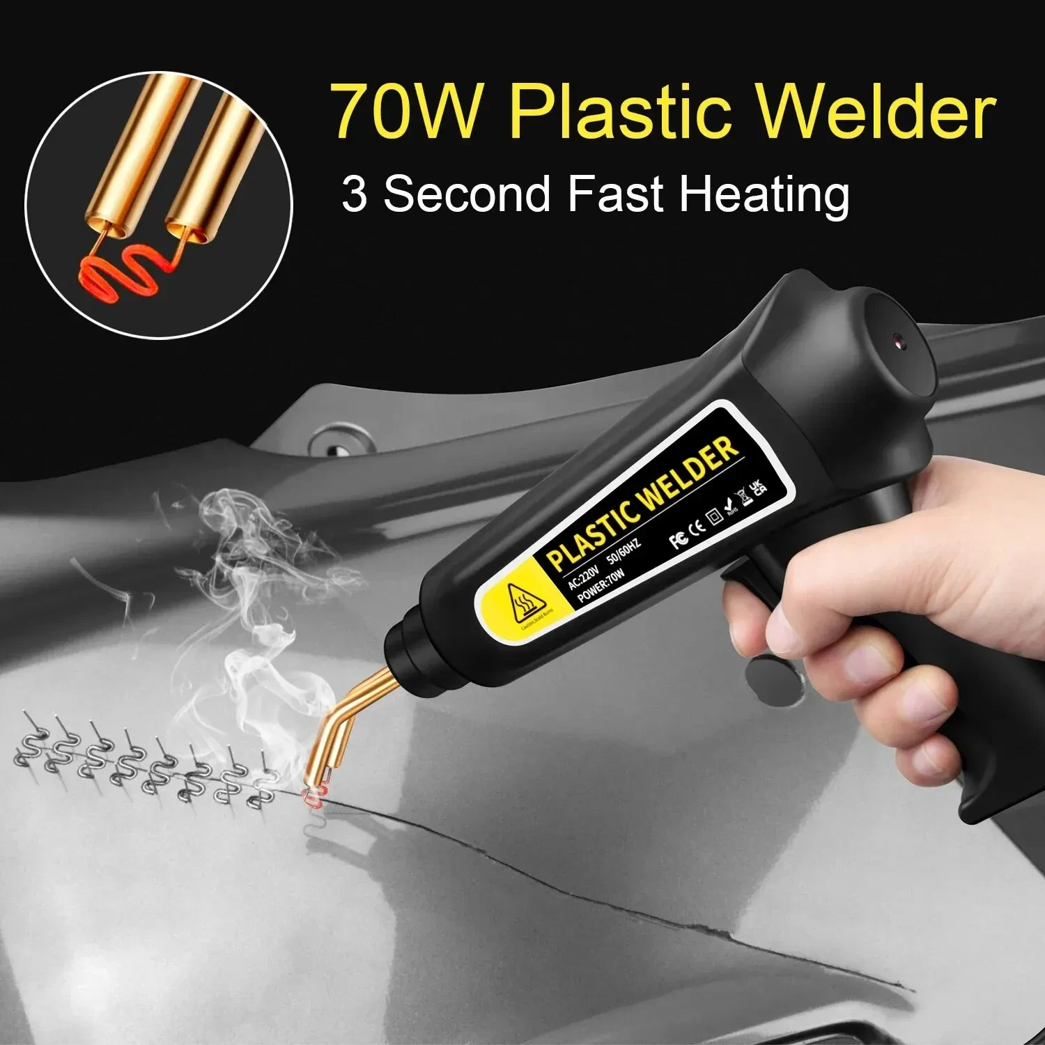 New Heat Gun Plastic Welding Machine Bumper Soldering Iron Staples Bumper Repair Car Tools Kit