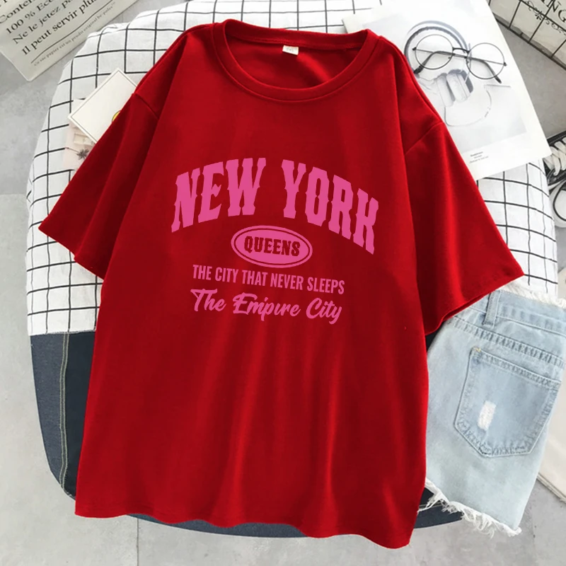 New York Queens The City That Never Sleeps T-Shirts Damen T-Shirt Weiche Kurzarm Street Casual T-Shirts