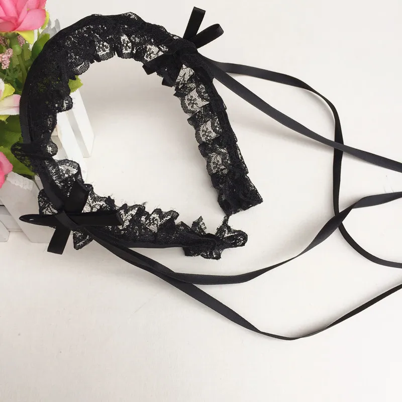 Japanese Lolita Lace Bow Ribbon Cute Soft Girl  Lolita Headdress Ears on The Head Headband  Anime Cosplay Hair Accessories