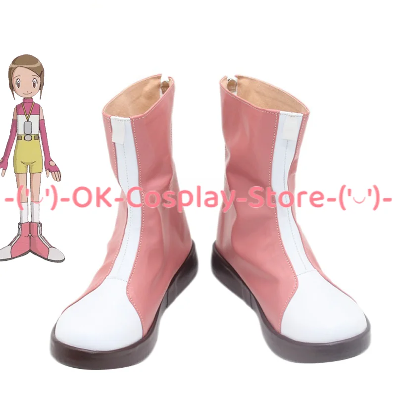 

Yagami Hikari Cosplay Shoes Kari Kamiya Hikari Cosplay Props Anime PU Leather Shoes Halloween Carnival Boots Custom Made