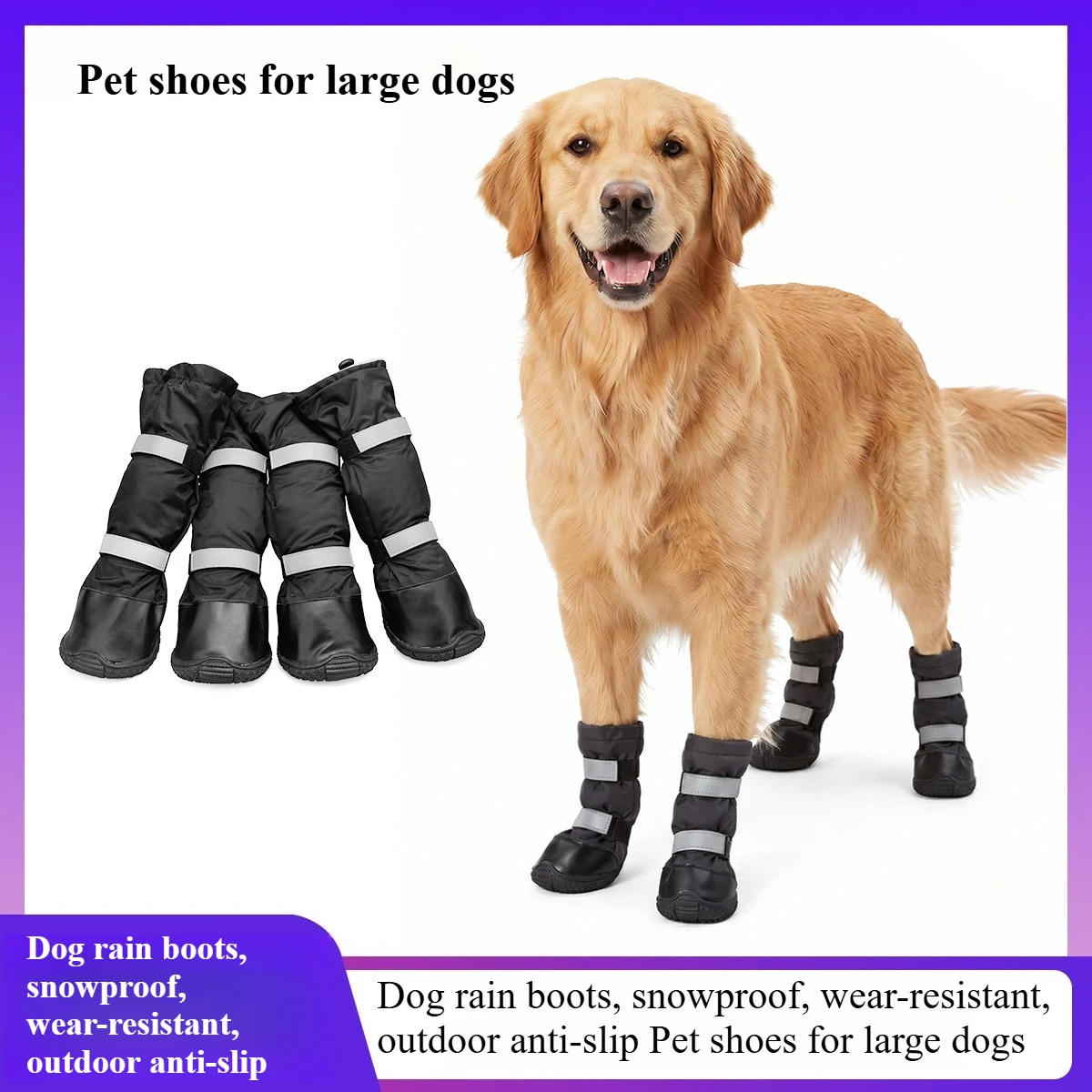 

Dog Rain Boots Snow Shoes Wear-resistant Outdoor Anti-slip Pet Shoes Waterproof Non Slip Rain Shoes for Medium and Large Dogs