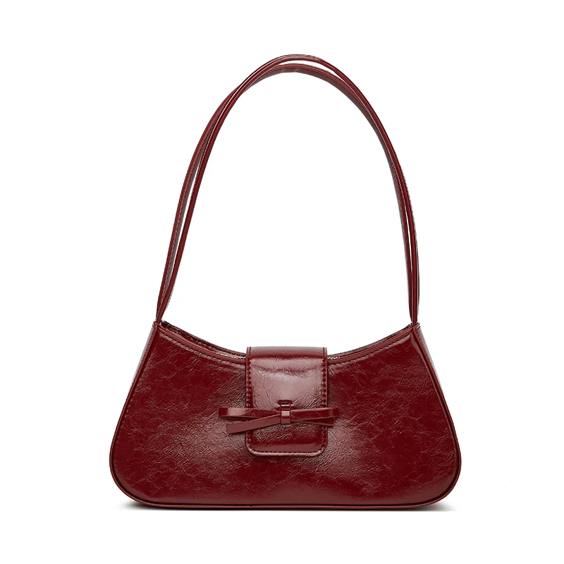 Schultertasche, Nischen-Luxus, Stilvoll, Schleifen-Dekoration, Unterarm-Baguette-Tasche – Detail 5