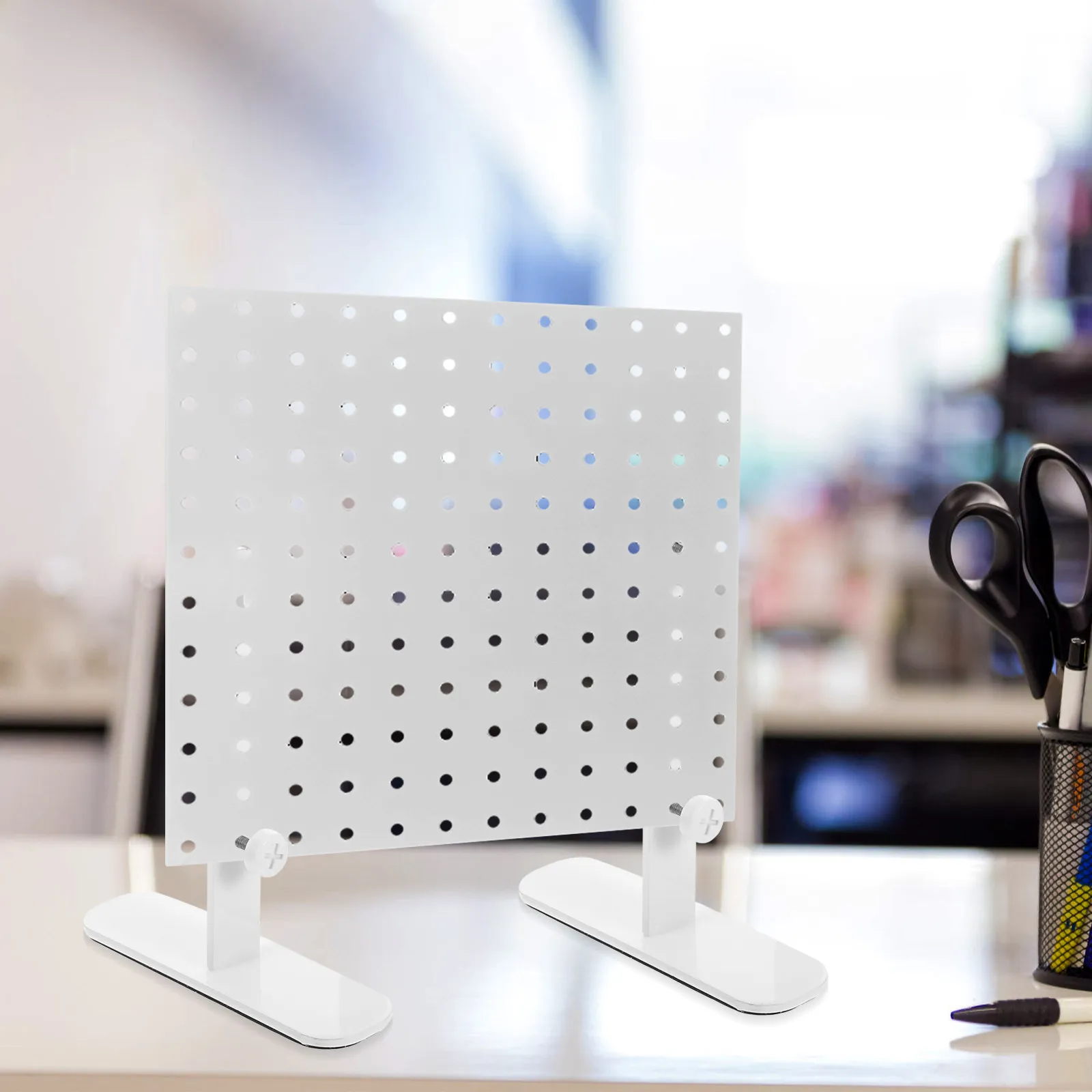2Pcs Metal Pegboard Desk Fixing Brackets T-Shaped Supports Stable Tabletop Mount Panel Holders Workspace Organization Brackets