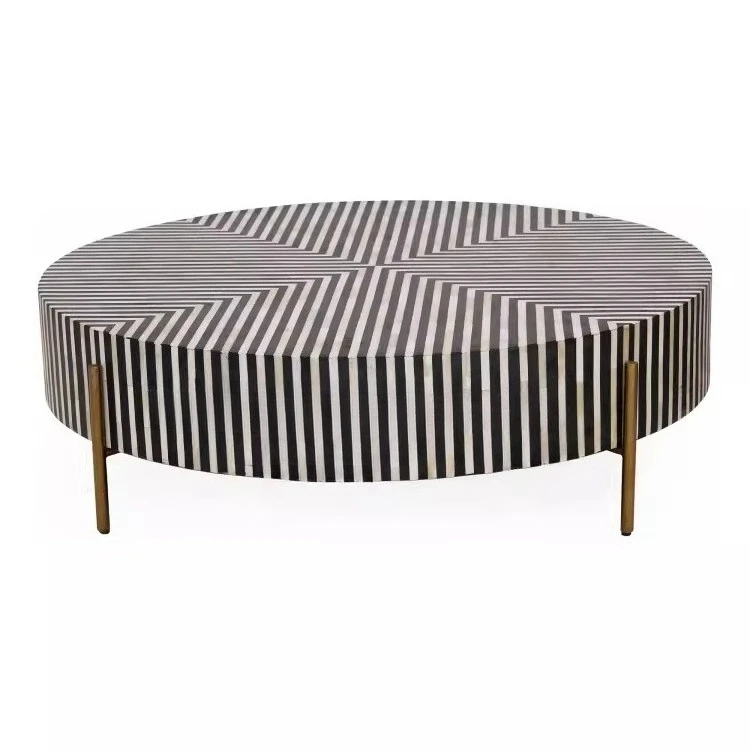 Modern and stylish furniture, country living room coffee table, neoclassical graphic striped coffee table