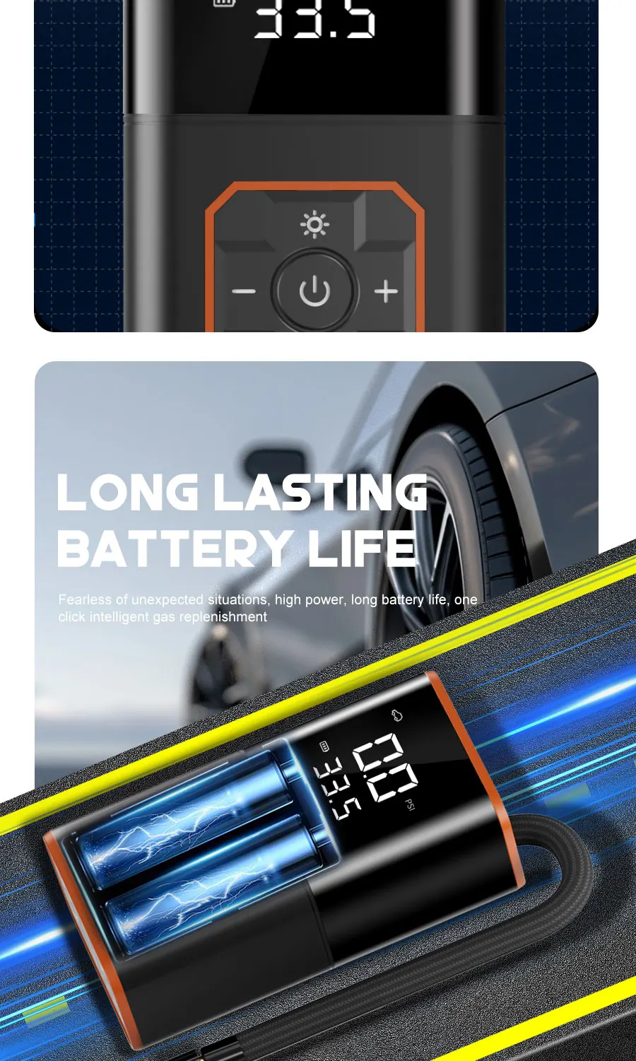 Portable 150PLS Tyre Inflator, Air Compressor, Power Bank Suitable for Cars, Bicycles, Motorcycles, Tyres, and Balls