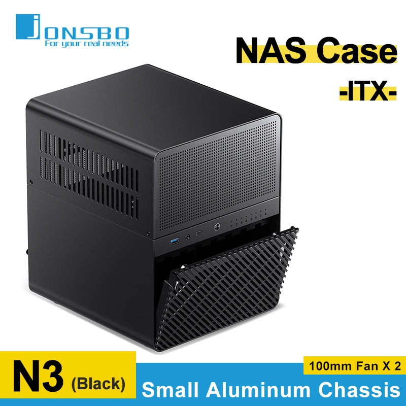 JONSBO N3 NAS Mini Case 8Hard Disk Computer PC Case All-In-One Aluminum ITX Chassis Support 130mm CPU Cooler With 100mm X2 Fan