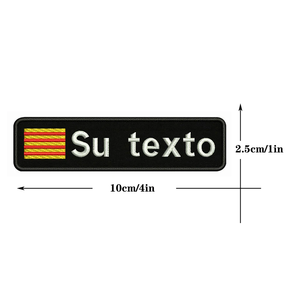 1PC 10cmx2.5cm Catalan flag Catalonia Custom Personalized Name Patch Stripes Badge tags Armband Iron On Or Hook Loop embroidered