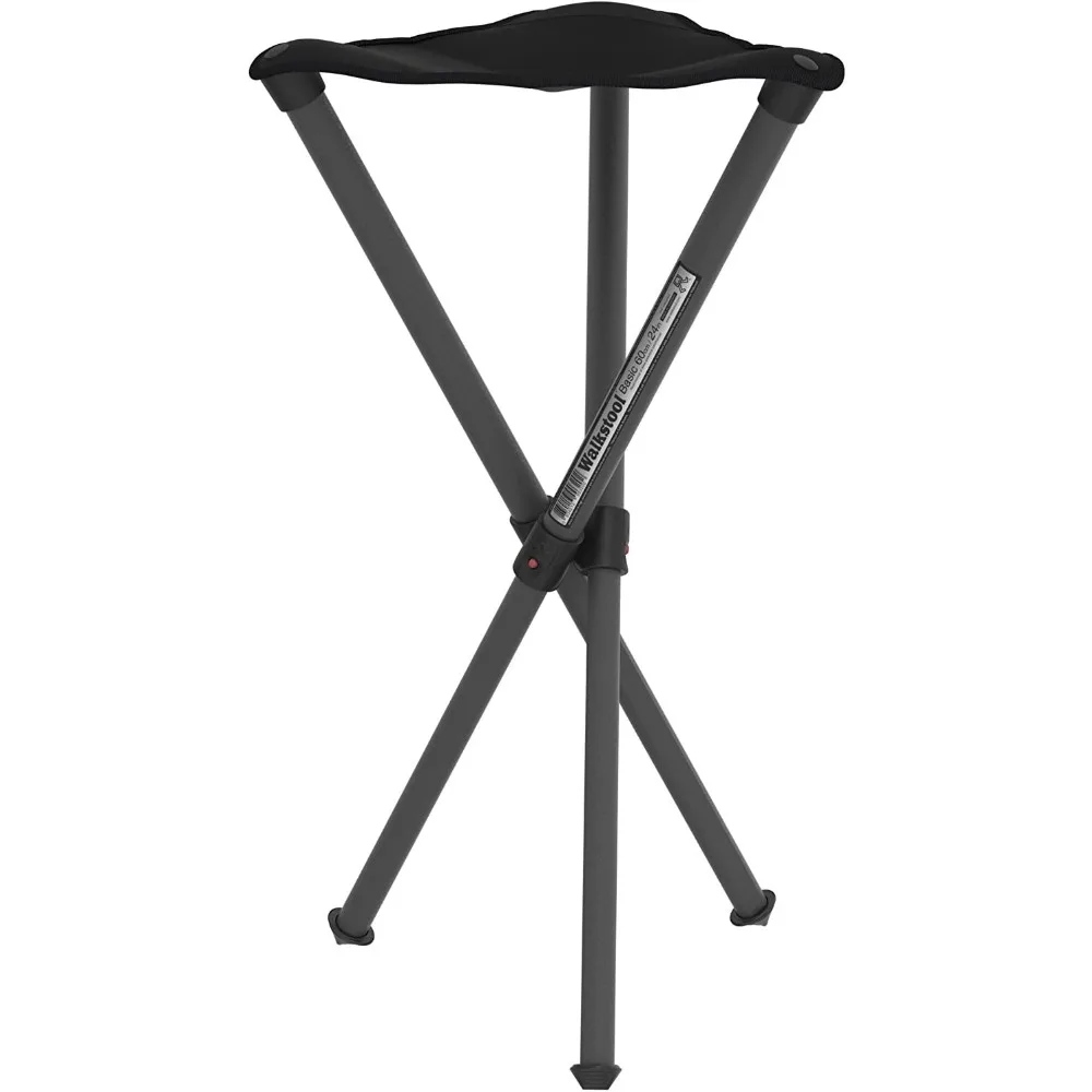 

Basic Model - Black Color - 3Legged Folding Stool in Aluminium Height 20"to 24” Maximum Load 330 to 385 lbs Made in Sweden