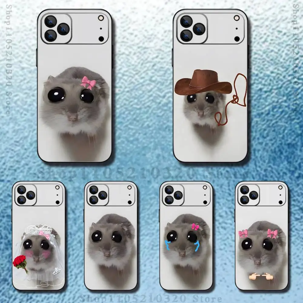 

Sad Funny Hamster Meme Phone Case For iPhone 17,16,15,14,13,12,Pro,Max,Plus,E,SE4,Air,Mini Black Soft Box