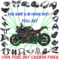 Pure Real Dry Carbon Fiber Winglets Rear Footrest Parts Fairing Fenders Cover Kits For BMW S1000R M1000R 2021 2022 2023 2024