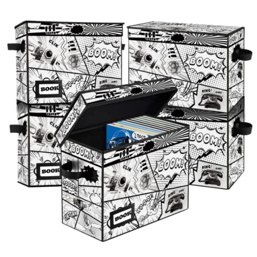 

Набор из 5 складных коробок-органайзеров для комиксов, 15.8" x 7.8" x 11.8", вместимость 160-180 комиксов, сверхпрочный контейнер