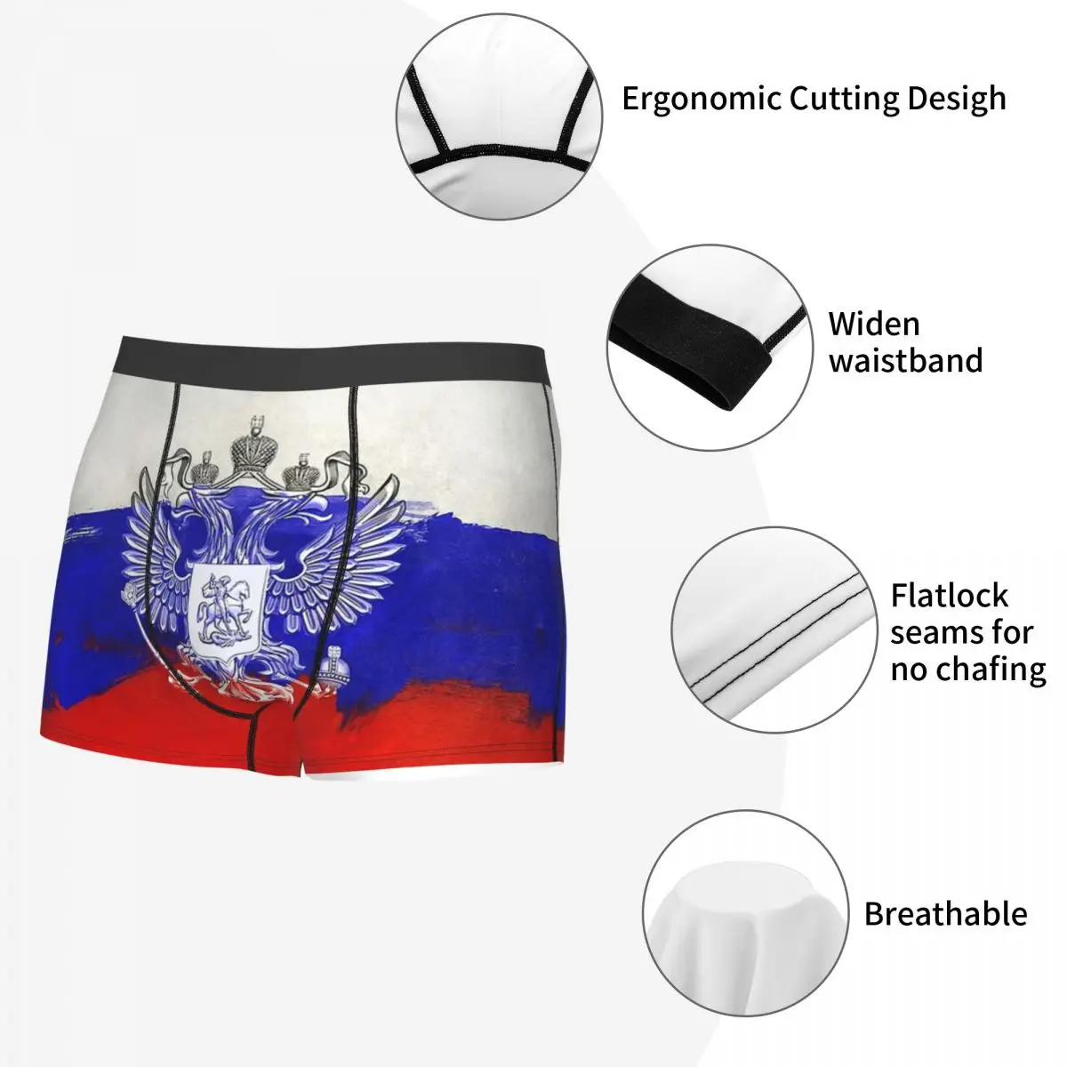 Painted Flag Of Russia Flag of Russia Underpants Homme Panties Male Underwear Ventilate