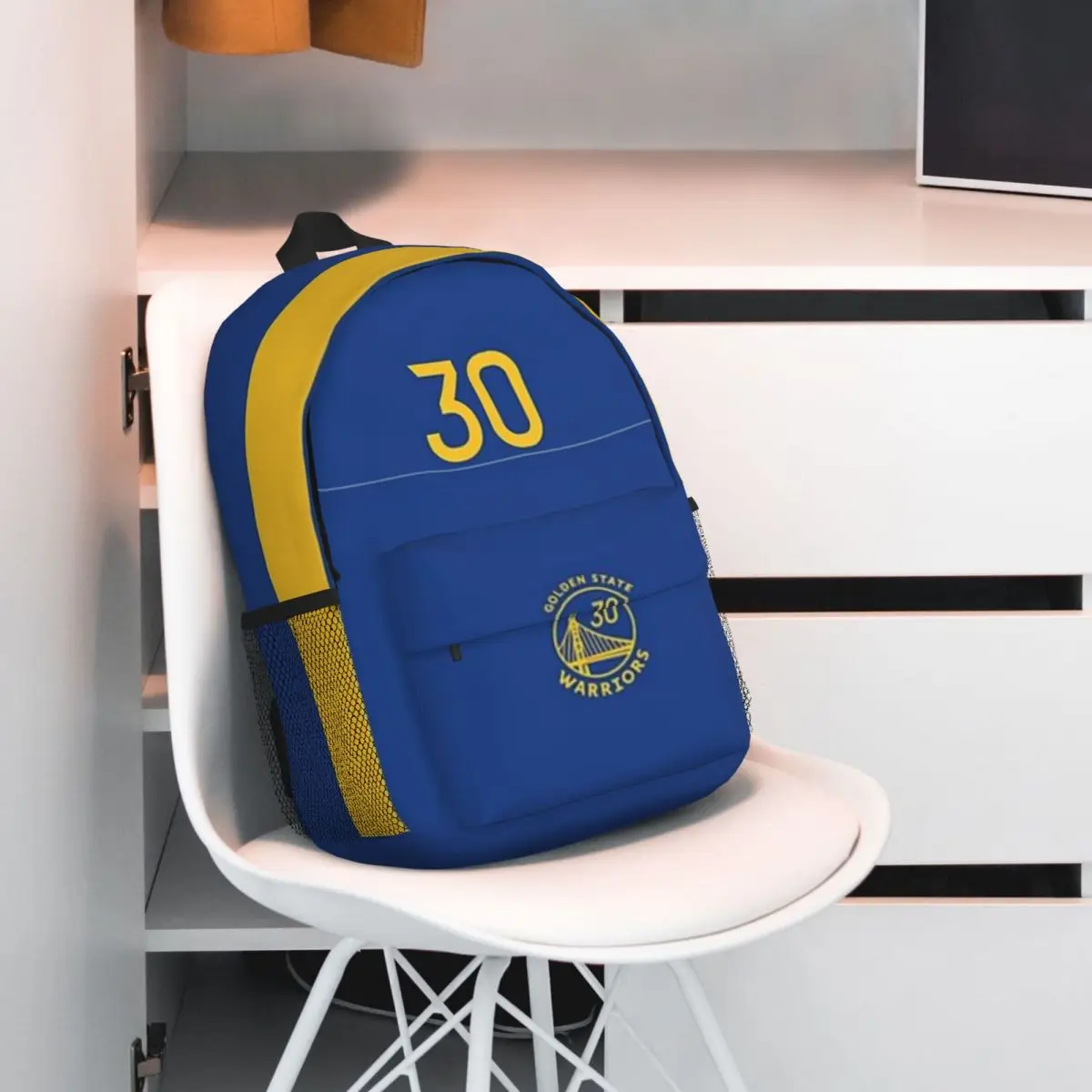 30 - Curry - Warriors bedrukte lichtgewicht casual schooltas voor school, buiten, winkelen, kantoor 15 inch