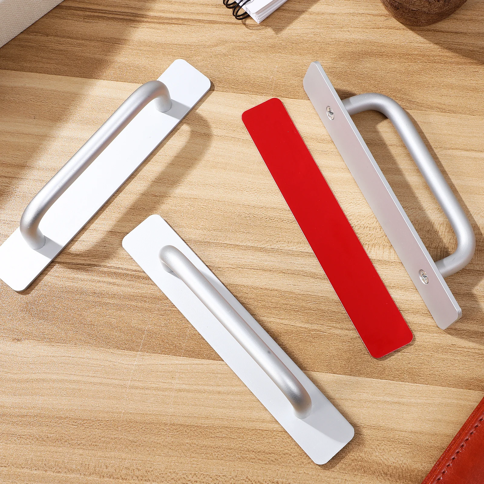 

4Pcs Stick on Cabinet Handles Aluminum Alloy Door Pulls No Drill Required for Kitchen Wardrobe Furniture Hardware