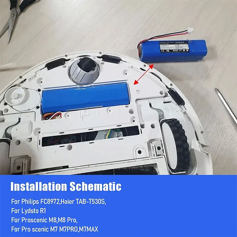 

100% New 5200mAh Li-ion Battery for CECOTEC CONGA 4090 4490 4690 4590 Robot Vacuum Cleaner 14.4V 18650 4S2P Battery Packs