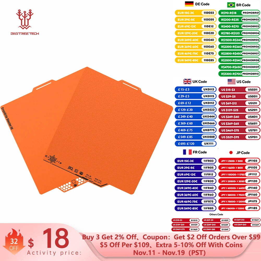 

BIGTREETECH Panda Build Plate CryoGrip Pro Cool Plate Upgrade For BambuLab P1 A1 X1 A1 MINI Prusa XL MK4 MK4S MK3 MK3S CORE One