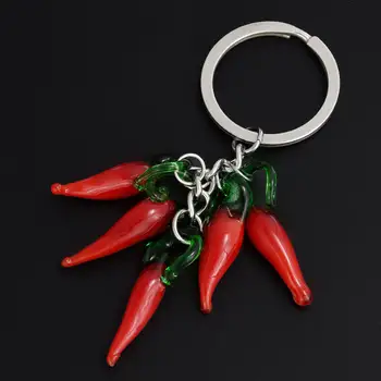 1 ks z nerezové oceli korejské ženy štěstí roh italský cornicello přívěsek klíčenka šperky vtipné zeleninové pálivé papriky brolok hromadně 10 nejlepší prodej Klíčenka s kořením - №9