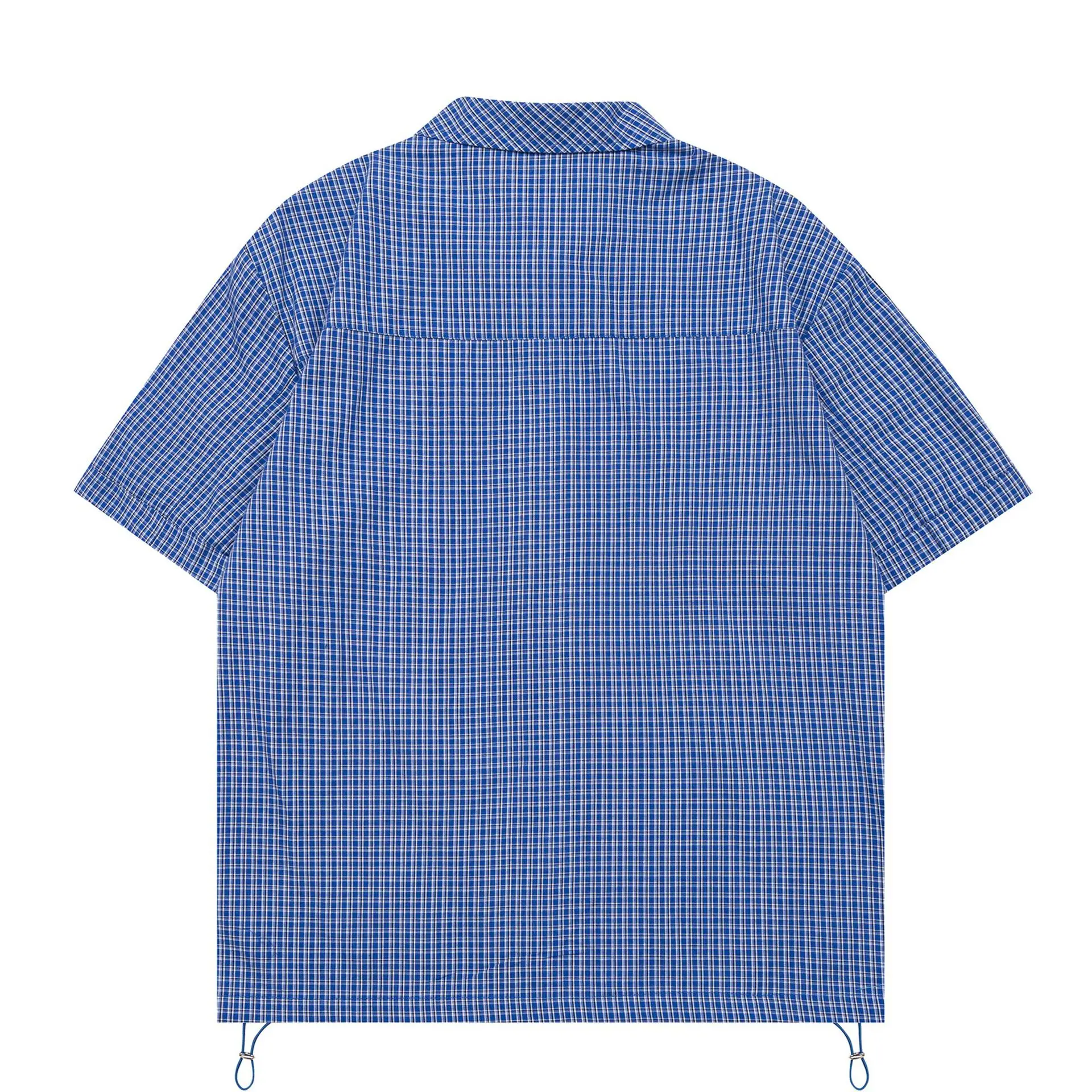 Japanese Retro Plaid Short Sleeved Shirt, Wide and Relaxed Swing Drawstring Five Quarter Sleeve