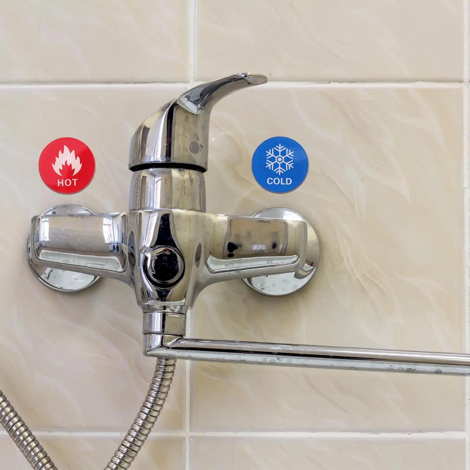 6 Pairs Self Adhesive Acrylic Cold Hot Water Temperature Indicator Hot Cold Faucet Sign Dispenser Wall Square Roadway