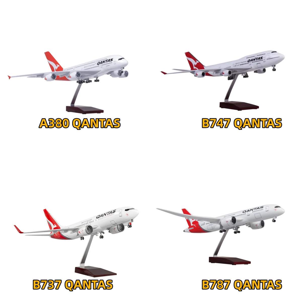 

Airplane Model 47cm Scale 380 A380/747/737/787 Australia Airlines Series Aircraft With Light Diecast Resin Toys Children Displa