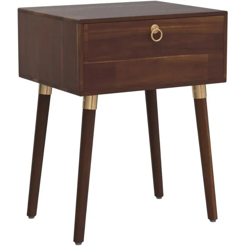 Alden Solid Wood Nightstand/Side Table/End Table, Fully Assembled, with 1-Drawer for Mid Century Bedroom and Living Room