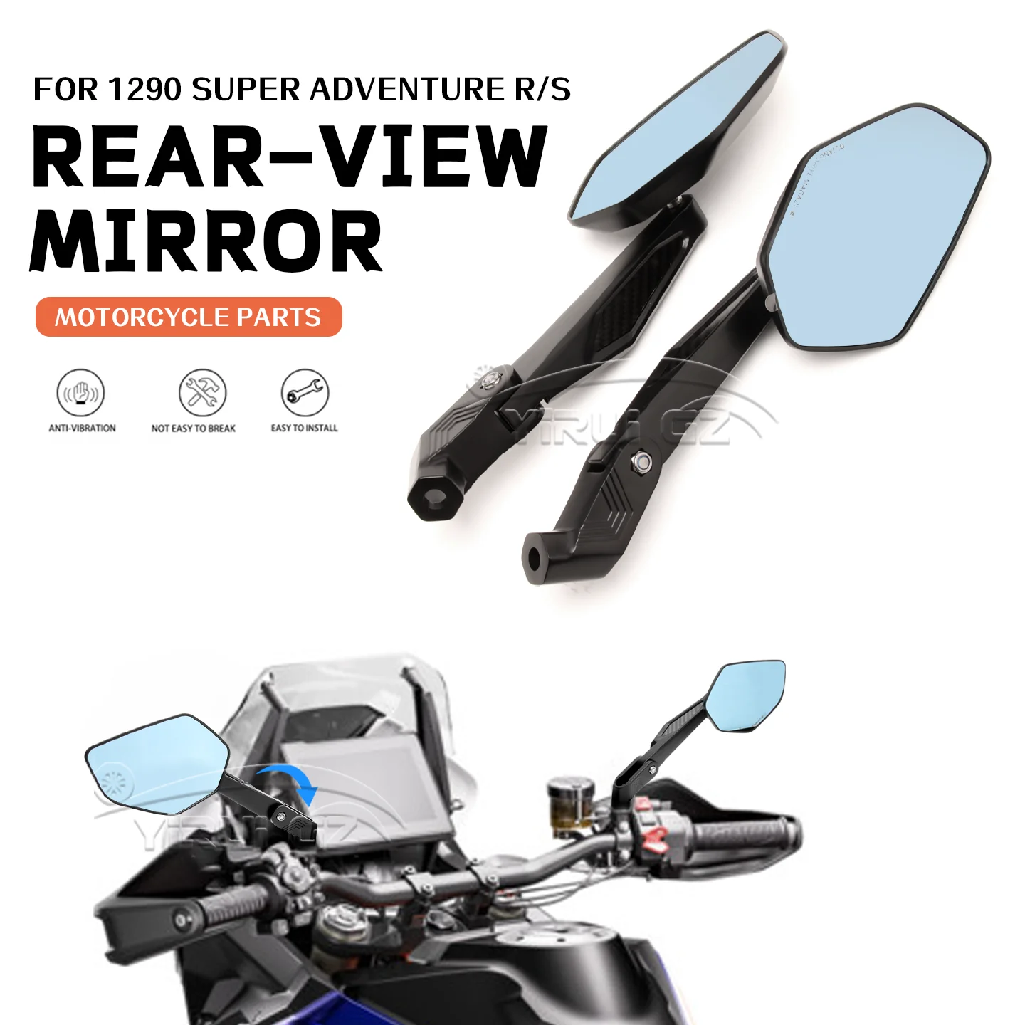 

FOR 1290 Super Adventure R/S Blue light anti-glare mirror Rearview Side Mirrors Foldable mirror rod Motorcycle rearview mirrors