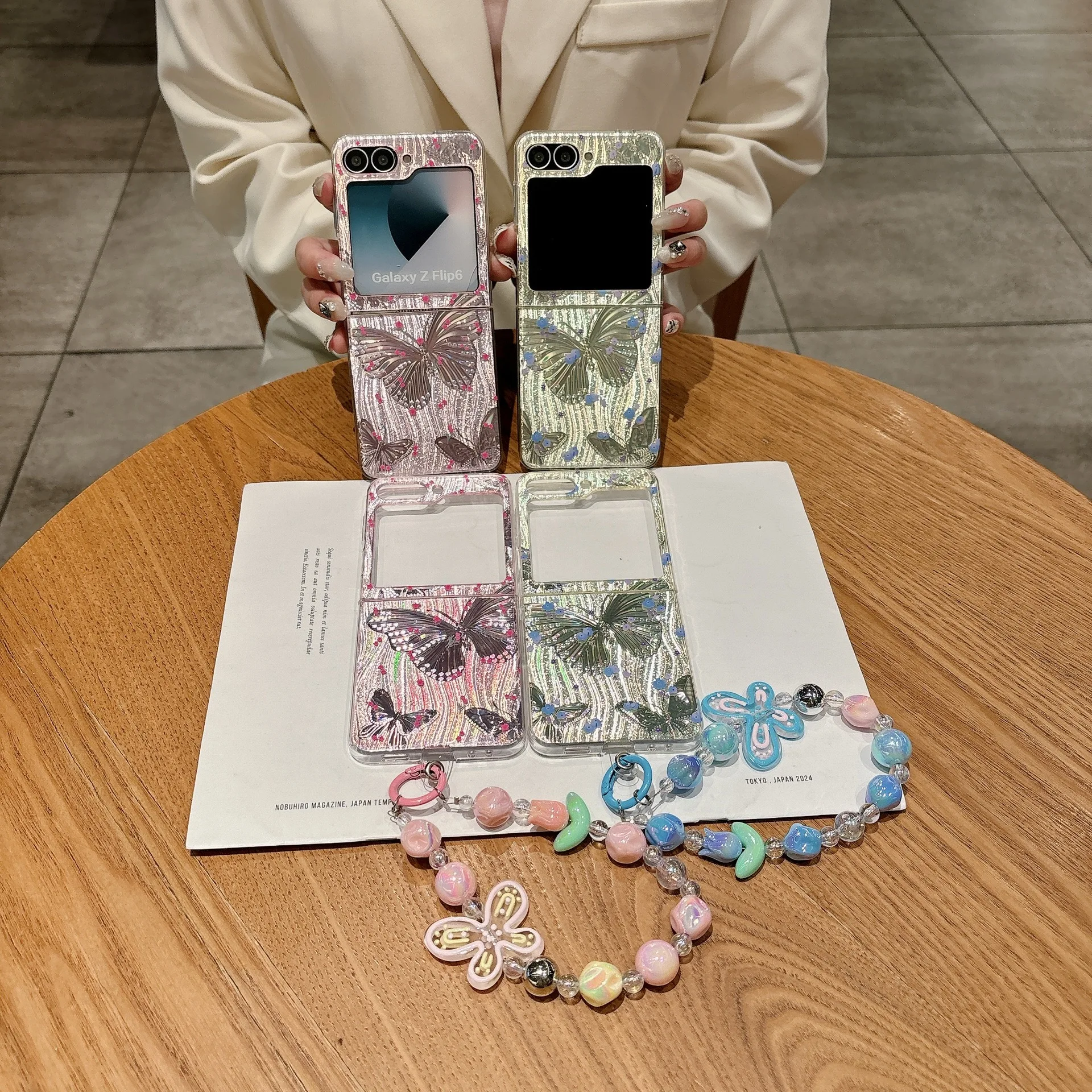 나비 실버 핑크 삼성 갤럭시 Z 플립 7 6 5 4 보호 백 커버 Z플립5 Z플립6 Z플립7 케이스 쉘