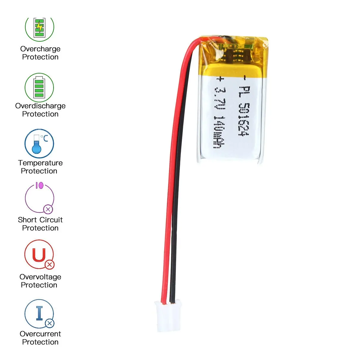 Akzytue 3.7v 140mah 501624 bateria lipo recarregável comprimento 26mm