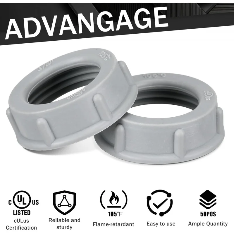 50 قطعة من البطانات الكهربائية الملولبة البلاستيكية العازلة EMT أو تركيب قناة IMC (3/4 بوصة) #4