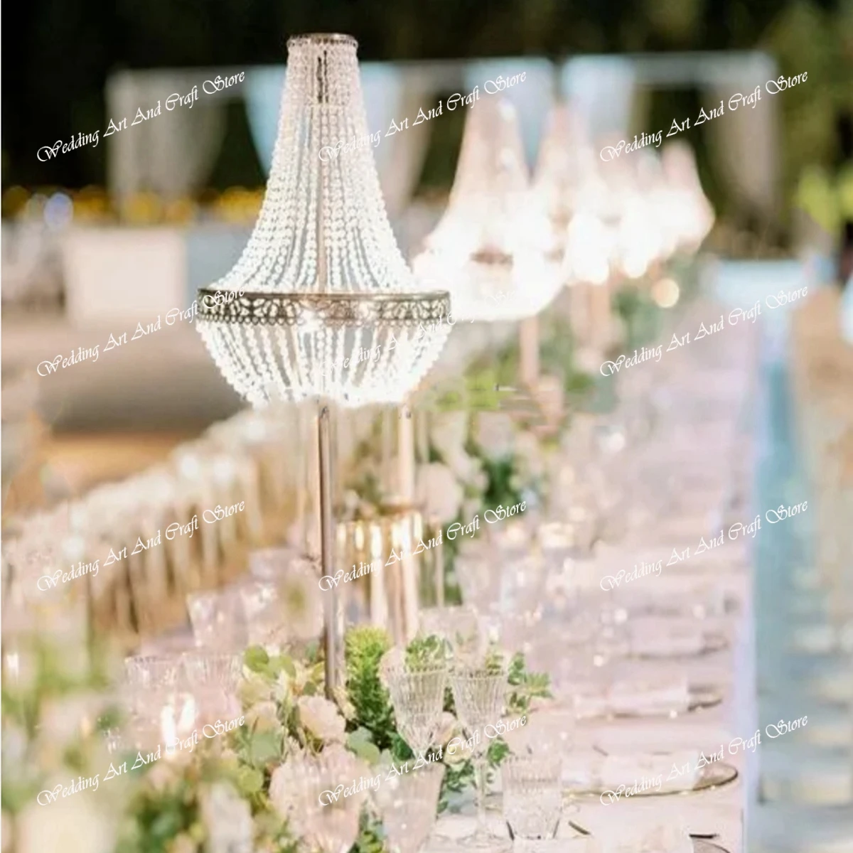 

5pcs)Tall hanging acrylic crystals tree gold centerpieces for wedding table chandelier centerpieces