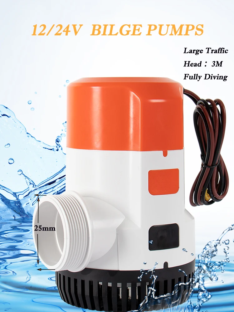 

13A SERIES 1100GPH Non-Automatic BILGE PUMPS Marine Water Pump 12V24V Boat Submersible Pump For Seaplane Motor Houseboat