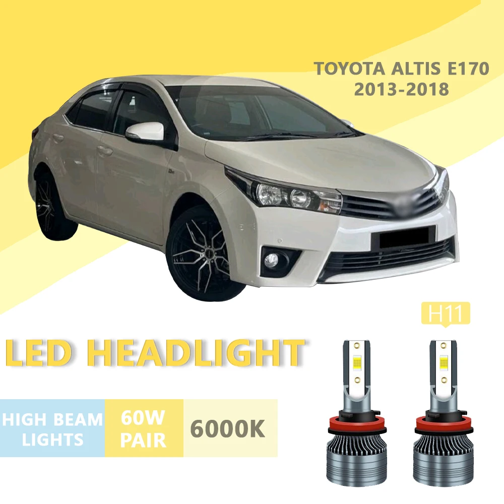 

2PCS FOR TOYOTA Altis E170-2013-2018 6000k H11 Super Bright Hi/Lo Beam Headlamp Lampu LED Headlight Bulb White Light