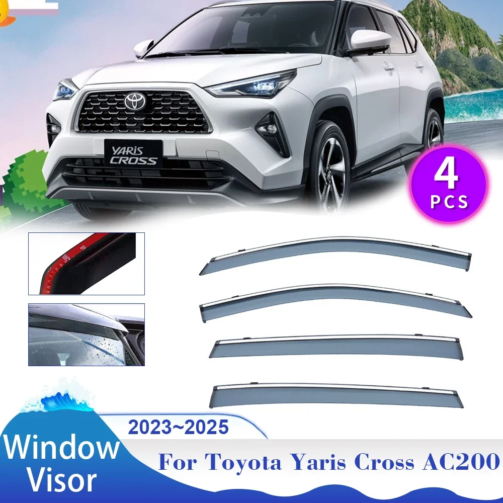 For Toyota Yaris Cross AC200 GR 2023 2024 2025 Car Window Visor Side Vent Smoke Covers Sun Rain Guard Awnings Shelter Accessorie