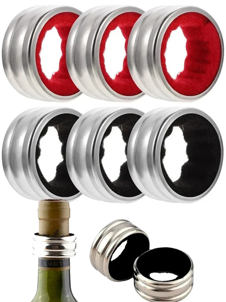Stainless Steel Wine Bottle Collars Drip Ring Velvet Lined Anti-overflow Wine Drip Catcher for Home Bar Restaurant Outdoor Party