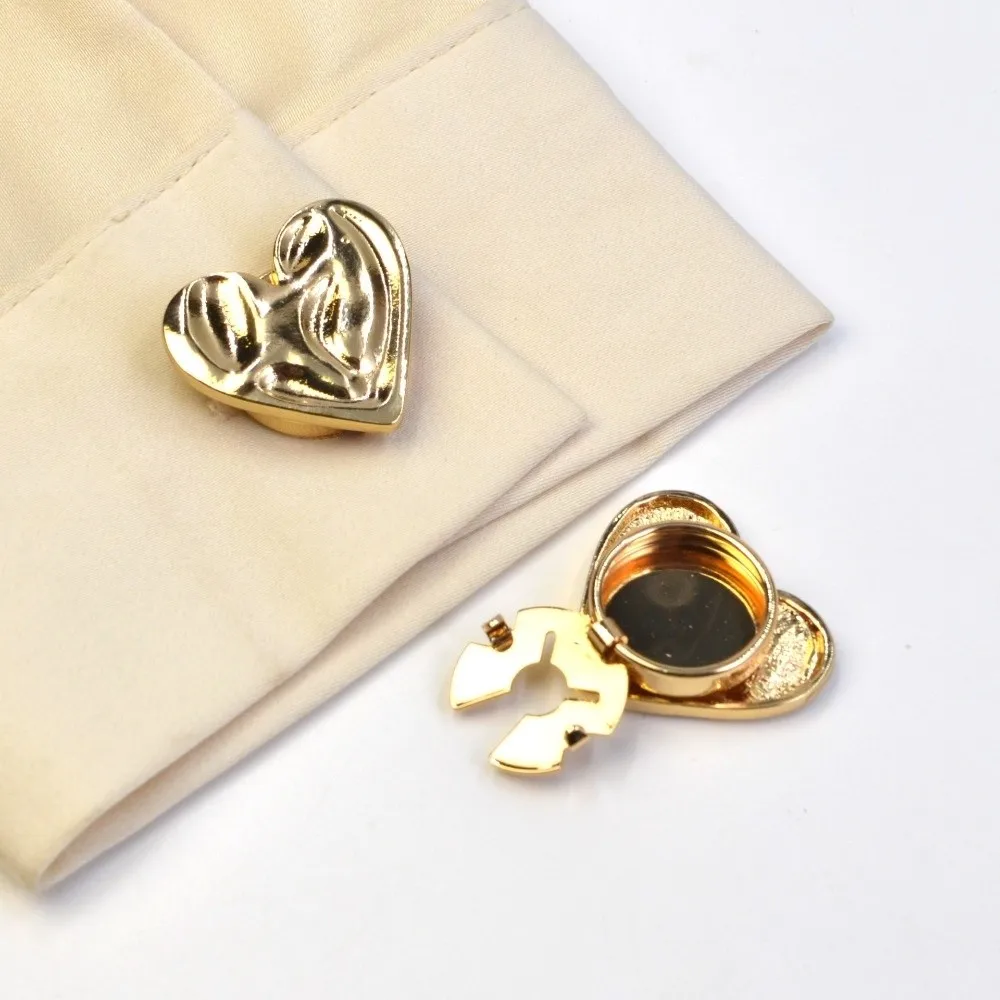New Irregular Metal Button Covers Heart-shaped No-sewing Metal Cufflinks Shiny Brooch Pins Women Men