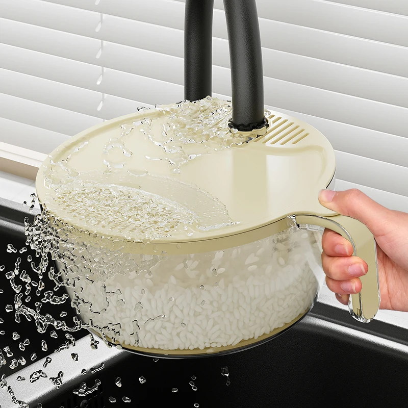 

UFORU Washing basket multi-functional rice washing machine plastic light luxury kitchen household drain rice washing vegetables
