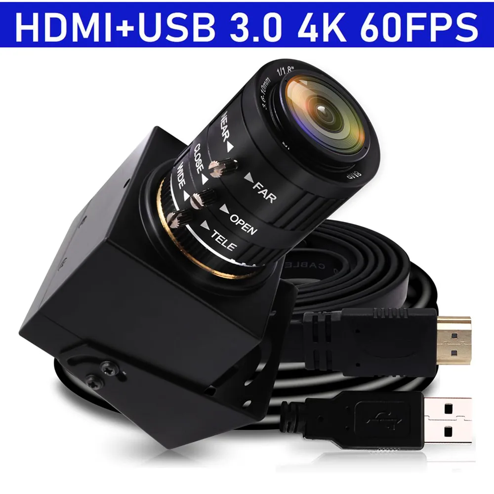 ELP High Speed 4K 60FPS USB 3.0 Camera with HDMI Simultaneously Output 4K Zoom CS mount Video Camera For Phone Repair Soldering