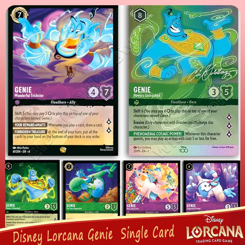 Disney Lorcana Aladin and The Magic Lamp Card Genie - Powers Unleashed Genie - Wonderful Trickster Genie - Main Attraction