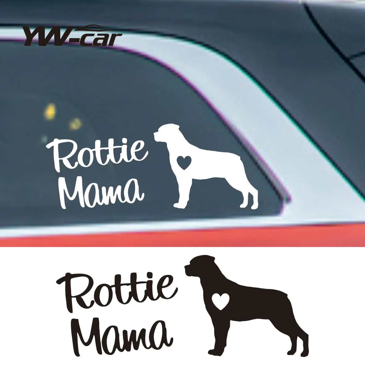 

Dog Lovers Unite! 5" White Wide Rottweiler Rottie Mama Dog Funny Vinyl Car Window Sticker