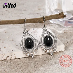 Pendientes de plata de ley 925 para mujer, joyería de piedra de rodocrosita Natural de 8x10mm, pendientes Vintage de ojo de tigre de lujo, regalo
