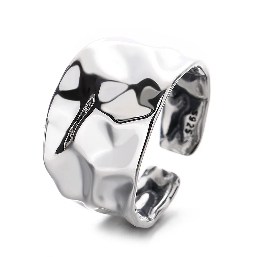 

Women Vintage Blackened Thai Silver Letter Ring, S925 Sterling Silver Distressed Craft, Trendy High Sense Finger Ring Jewelry Gi