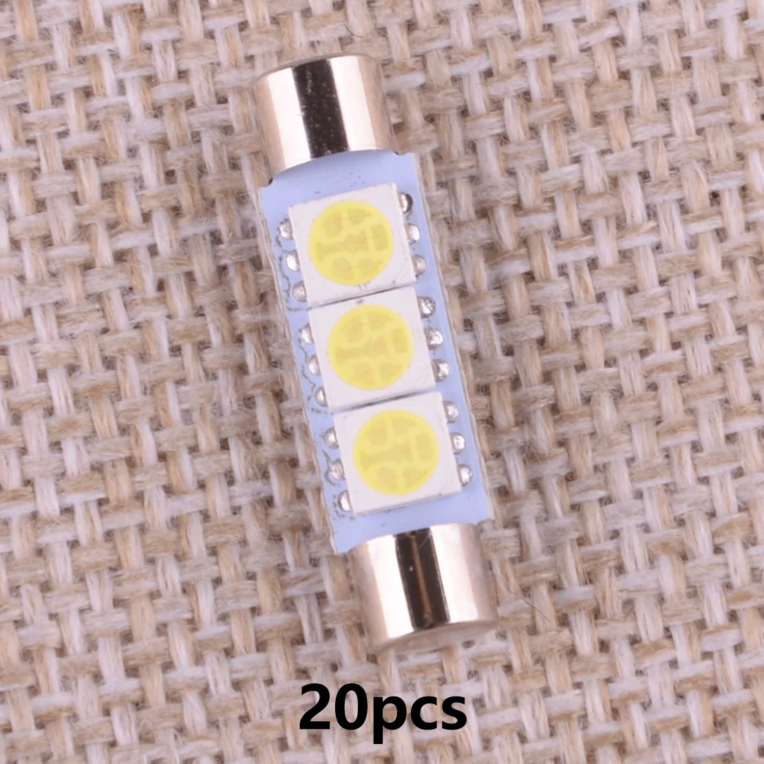 20pcs 12V 31mm White 5050 3SMD 6641 6614F LED Bulb Universal for Car Sun Visor Light Vanity Mirror Fuse Lamp