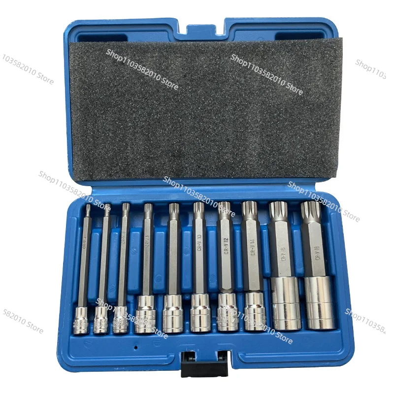 10PCS XZN Triple Square Spline Bit Socket Set 1/4